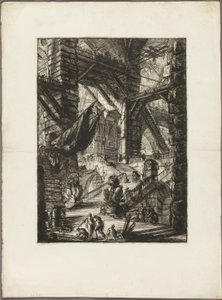 A lépcsőház trófeákkal, 8. tábla a képzeletbeli börtönökből alkotó: Giovanni Battista Piranesi