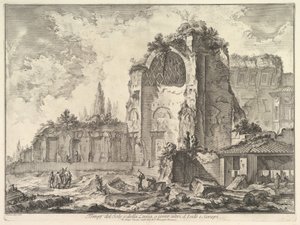 Vénusz és Roma templomát tévesen Sol és Luna Veduta degli... templomnak hívják, kb. 1759. alkotó: Giovanni Battista Piranesi