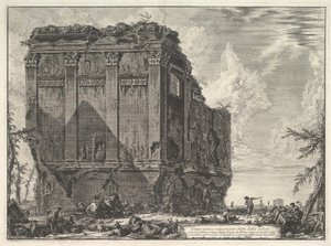 Az úgynevezett Salus-templom, az Albano felé vezető úton Az ősi templom, közismert nevén ..., kb. 1763. alkotó: Giovanni Battista Piranesi