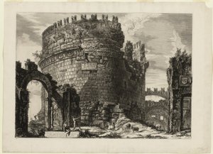 Caecilia Metella síremléke, a Views of Rome (Róma látképei) oldalról alkotó: Giovanni Battista Piranesi
