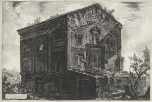 Tombe van Aspasia Annia Regilla Rómában Kilátás a Camene-templomra (cím a tárgyon) Gezichten op Rome (sorozat címe) Róma kilátásai, amelyeket Giambattista Piranesi építész, Ve (nez) iano tervezett és vésett (sorozat címe) alkotó: Giovanni Battista Piranesi
