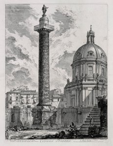 Traianus oszlopa (a Vedute di Roma című műből) alkotó: Giovanni Battista Piranesi
