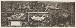 „Vázák, gyertyatartók, ciszternák, szarkofágok...”, címlap a köt. én alkotó: Giovanni Battista Piranesi