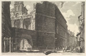Veduta degli avanzi del Foro di Nerva, larcade et la muraille The Forum of Augustus [err ..., 1757. alkotó: Giovanni Battista Piranesi