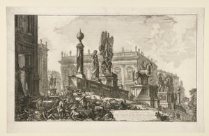 Kilátás a Campidoglio-ra, oldalról, Vedute di Roma felől alkotó: Giovanni Battista Piranesi
