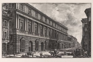A Palazzo Stopani látképe. Raffaello da Urbino építészete, a Vedute di Roma (Róma látképei) című sorozatból alkotó: Giovanni Battista Piranesi