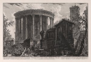 Kilátás a tivolii Szibilla templomra, a Vedute di Roma felől (Róma látképe) alkotó: Giovanni-Battista Piranesi