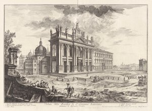 Kilátás a San Giovanni Laterano-bazilikára (Kilátás a San Giovanni Laterano-bazilikára), a Vedute di Romáról (Róma látképe) alkotó: Giovanni Battista Piranesi