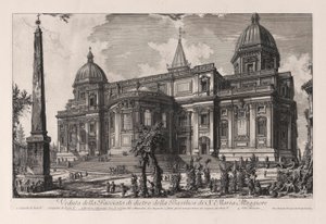 Kilátás a Santa Maria Maggiore-bazilika hátuljára (a Fa? Ade nézete a Santa Maria Maggiore-bazilika hátulján), a Vedute di Roma felől (Róma látképe) alkotó: Giovanni-Battista Piranesi