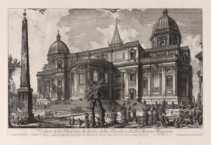 A Santa Maria Maggiore-bazilika hátsó homlokzatának látképe, a Vedute di Roma (Róma látképei) című sorozatból alkotó: Giovanni Battista Piranesi