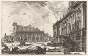 Kilátás a Piazza del Campidoglio-ra, a Vedute di Roma felől (Róma látképe) alkotó: Giovanni Battista Piranesi