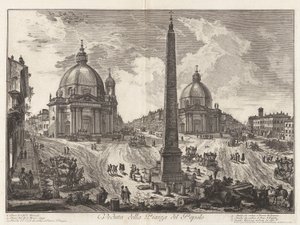 Kilátás a Piazza del Popolo-ra, a Vedute di Roma felől (Róma látképe) alkotó: Giovanni Battista Piranesi
