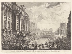 Kilátás a hatalmas Trevi-kútra, korábban l alkotó: Giovanni-Battista Piranesi