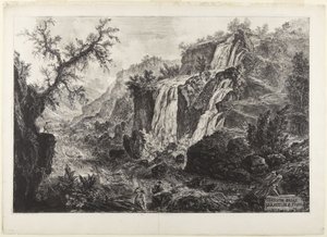 A tivoli kis vízesések látképe alkotó: Giovanni Battista Piranesi