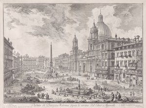 A Piazza Navona látképe a Circus Agonalis romjai fölött, a Vedute di Roma (Róma látképei) című sorozatból alkotó: Giovanni Battista Piranesi