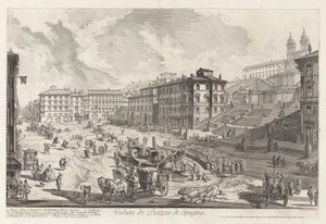 Kilátás a Piazza di Spagna-ra, a Vedute di Roma felől (Róma látképe) alkotó: Giovanni Battista Piranesi