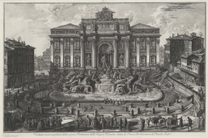 A Trevi nevű Acqua Vergine nagy szökőkútjának perspektivikus látképe, Nicola Salvi építészete alkotó: Giovanni Battista Piranesi