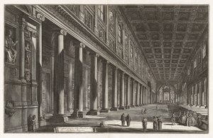 A Santa Maria Maggiore-bazilika belső látképe, a Vedute di Roma (Római látképek) sorozatból alkotó: Giovanni Battista Piranesi