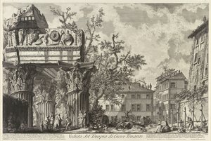Veduta Jupiter Tonans templomával, c. 1755 alkotó: Giovanni Battista Piranesi