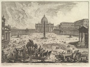 A Szent Péter-bazilika és a vatikáni tér látképe, a Vedute di Roma (Római látképek) sorozatból alkotó: Giovanni Battista Piranesi