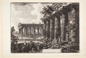 Néhány oszlop látképe a megelőző táblán ábrázolttal szemközti homlokzaton alkotó: Giovanni Battista Piranesi