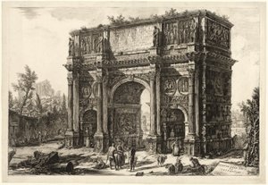 Kilátás a Konstantin diadalívére, a Római kilátásból alkotó: Giovanni-Battista Piranesi