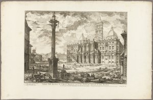 Kilátás a S. Maria Maggiore-bazilikára két szomszédos szárnyával a Római kilátásból alkotó: Giovanni Battista Piranesi