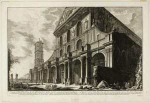 Kilátás a S. Paolo fuori delle Mura-bazilikára [St. Pál a falakon kívül], amelyet Nagy Konstantin épített, a Róma látképéből alkotó: Giovanni Battista Piranesi