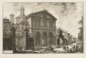 Kilátás a San Sebastiano fuori delle mura-bazilikára [St. Sebastian a falakon kívül] az Appian Way-n, a Views of Rome-ból alkotó: Giovanni Battista Piranesi