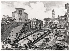 Kilátás a Capitolium-hegyre, a "Róma kilátásai" sorozatból, 1760 körül alkotó: Giovanni Battista Piranesi