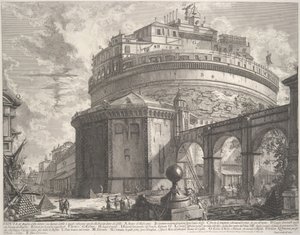 Kilátás Hadrianus császár mauzóleumára, amelyet ma Castel S. Angelonak hívnak..., kb. 1756. alkotó: Giovanni Battista Piranesi