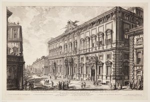 A Quirinale dombon álló Palazzo della Consulta, a pápai titkárság székhelyének látképe alkotó: Giovanni Battista Piranesi