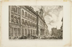 Kilátás a Palazzo di Montecitorióra a Római kilátásból alkotó: Giovanni-Battista Piranesi