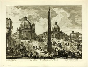 Kilátás a Piazza del Popolo-ra, a Római kilátásból alkotó: Giovanni Battista Piranesi