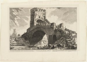 Kilátás a Ponte Salario-ra, a Római kilátásból alkotó: Giovanni Battista Piranesi
