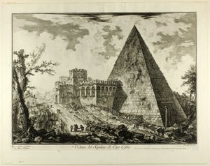 Kilátás Cestius piramis sírjára, a Római kilátásból alkotó: Giovanni Battista Piranesi