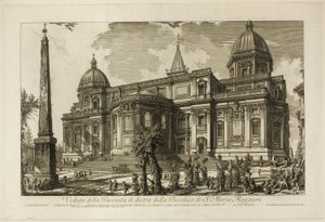 Kilátás a S. Maria Maggiore-bazilika hátsó bejáratára a Római kilátásból alkotó: Giovanni-Battista Piranesi