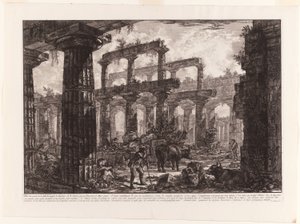 Kilátás a Neptunusz-templom Cella maradványaira, Paestum különböző kilátásaiból alkotó: Giovanni Battista Piranesi