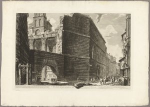 Kilátás a Forum of Nerva maradványaira, a Római kilátásból alkotó: Giovanni Battista Piranesi