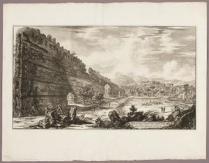 A prétoriánus erőd [a Poecile] maradványainak látképe, Hadrianus villája, Tivoli, a Views of Rome (Róma látképei) című képből. alkotó: Giovanni Battista Piranesi