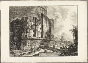 Kilátás a Plautiak sírjának maradványaira a Via Tiburtinán, a Ponte Lugano közelében, két mérföldre Tivolitól, a Views of Rome oldalról alkotó: Giovanni-Battista Piranesi