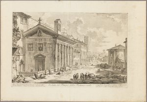 Kilátás a Fortuna Virilis templomra. Jelenleg az örmény S. Maria Egiziaca templom, a Views of Romeból alkotó: Giovanni Battista Piranesi