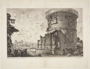 Kilátás a Plautii sírjára azon az úton, amely Rómából Tivoliba vezet a Ponte Lugano közelében alkotó: Giovanni Battista Piranesi