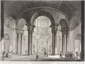 Szent Costanza sírboltjának belső nézete, amelyet Nagy Konstantin építtetett, és tévesen Bacchus templomának neveztek, ma Szent Costanza temploma. alkotó: Giovanni Battista Piranesi