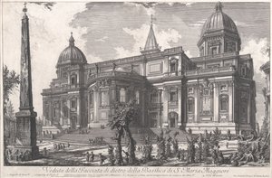 Kilátás a S. Maria Maggiore-bazilika hátsó bejáratára, 1760-1778 körül (rézkarc) alkotó: Giovanni Battista Piranesi