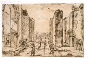 Kilátás a Herculaneum-kapun át, Pompeji alkotó: Giovanni Battista Piranesi