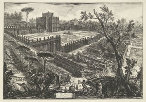 Villa Doria Pamphili Rómában Panfili villa a Porta S. Pancrazio előtt (cím az objektumon) Gezichten op Rome (sorozat címe) Róma kilátásai, amelyeket Giambattista Piranesi építész, Ve (nez) iano tervezett és vésett (sorozat címe) alkotó: Giovanni Battista Piranesi
