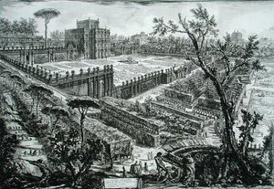 Villa Pamphili, a „Különféle építészeti munkák, perspektívák, groteszkek, régiségek” című művéből, 1743-ban (metszet) alkotó: Giovanni Battista Piranesi