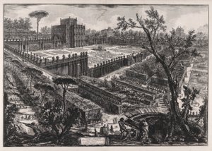 Villa Panfili a Porta San Pancrazio mellett (Villa Pamphilj a Porta San Pancrazio mellett), a Vedute di Romától (Római kilátás) alkotó: Giovanni Battista Piranesi