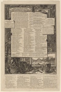 Gio Battista Piranesi által Lvce-nek eddig átadott művek katalógusa alkotó: Giovanni Battista Piranesi and Francesco Piranesi